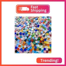 AONUOAO 1.1LB 0.39" Square Mixed Colors Crystal Glass Mosaic Tiles for Crafts, M
