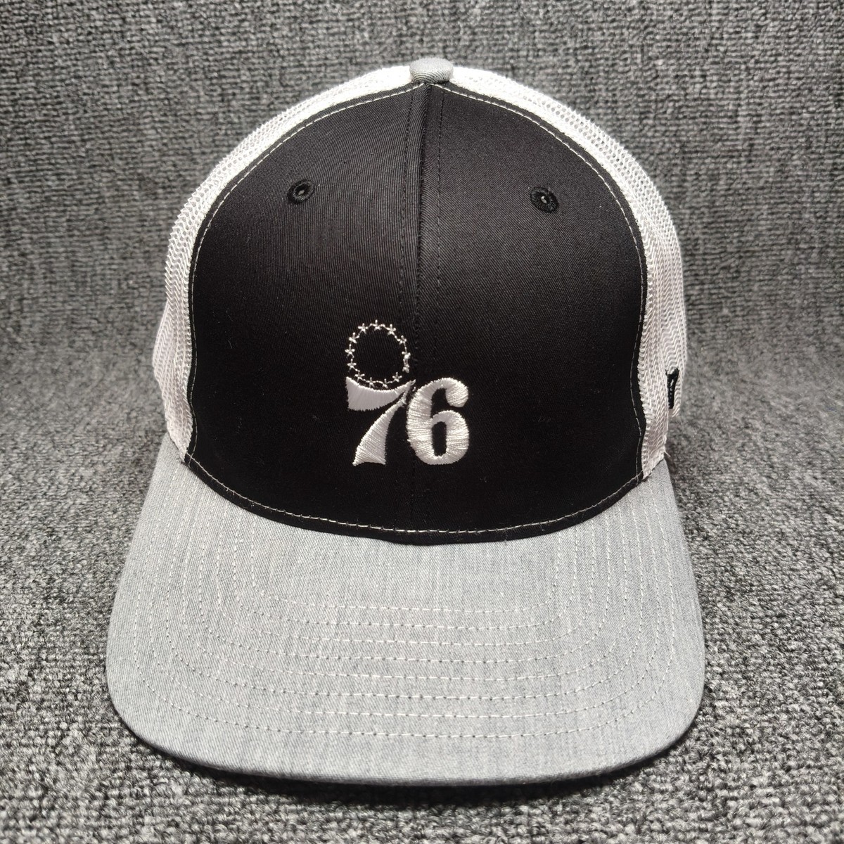 '47 Brand Philadelphia 76ers NBA Trucker Hat Snapback Cap Black White Grey Flat