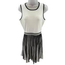 Kate Spade New York Womens Cream Black Striped Knit Fit Flare Dress Medium New