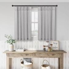 Light Kitchen Short Curtains 24 Inch Length 2 24"W x 24"L Pack of 2 Grey