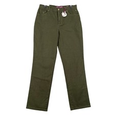 Gloria Vanderbilt Amanda Jeans Womens 10 Stretch Tapered Olive Green Casual