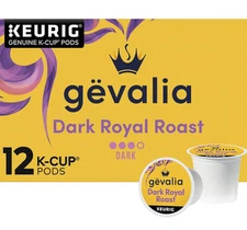 GEVALIA K-Cup Cappuccino  6 Ct w/ Froth Packets & Dark Royal Roast 18 CupTotal