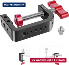 C Clamp Desk Camera Mount, Aluminum Table C-clamp with 1/4" 3/8" Thread, Desktop