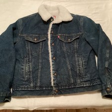 Vintage Levi's Trucker Jacket 40R Made USA San Francisco Sherpa Snap Mens Dark.