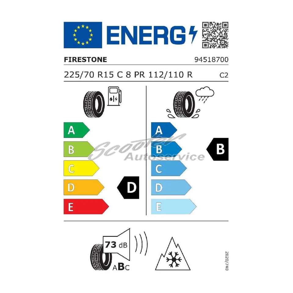 1x 225/70R15 C 112R Winter-Reifen Firestone VanHawk 2 Winter 3PMSF | 52759 - Bild 2 von 3