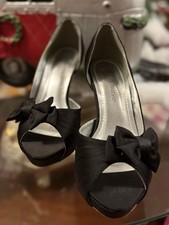 Davids Bridal Black Maribella Bowtie Heel Sandals size 6.5