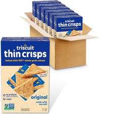 Triscuit Thin Crisps Original Whole Grain Wheat Crackers, Vegan Snacks, Bulk Sna