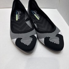 Skechers Cleo Wham New Black Knit Air-Cooled Memory Foam Ballet 6.5
