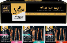 Sheba Meaty Tender Sticks Soft Cat Treats Chicken, Tuna, and Salmon Flavor, 0.14