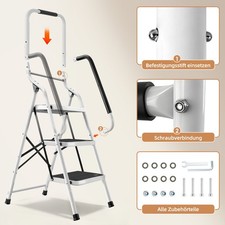 Trittleiter klappbar 3 stufig Klapptritt Leiter Tritthocker mit Handlauf