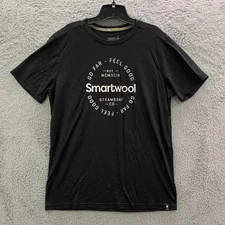 Smartwool Shirt Mens Size Medium Tee Wool Blend Black White