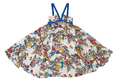 ALEXANDER MCQUEEN Colorido Estampado Grabado Seda Vestido Azul Multi Talla 40 - Imagen 1 de 4