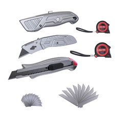 Cutter Messer Set Aluminium Klappmesser Ausziehbar Cuttermesser Mit 2 Ma&szlig;b&auml;nder