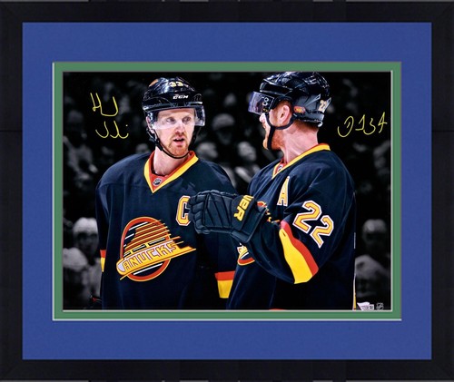 Framed Daniel Sedin & Henrik Sedin Canucks Autographed 16x20 Spotlight Photo