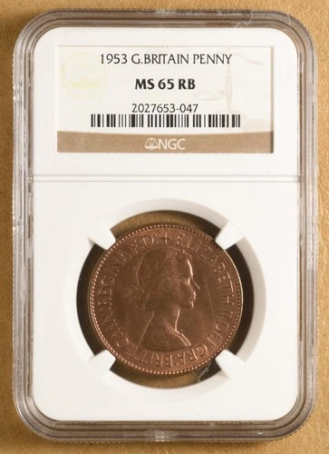 1953 Great Britain Penny NGC MS65RB