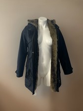 Women s Winter jacket Size L Black W/ Faux fur zip out Lining Full Zip Up Hooded