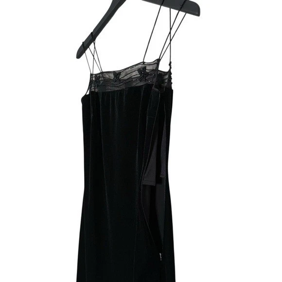 Rimini by Shaw Size 2 Vintage Y2K Velvet Beaded Mesh Midi Fairy Goth Dress - Image 4 of 4