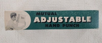 Vintage Mutual Adjustable 3 Hole Hand Punch With Box.  No. 20 Clean Great Shape!