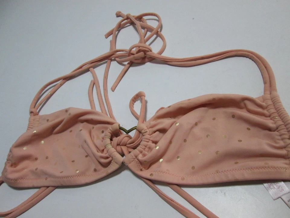 Top de bikini Victoria Secret para mujer talla S bralette desnudo sin forro halter lunares Foto 3 de 4