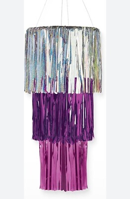 Dazzling Sparkle Fringe Chandelier Decoration 12  Foil Tinsel Pink Silver Purple