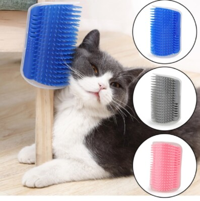 #ad #ad Cat Self Groomer Wall Brush Corner Face Scratcher Massage Comb Catnip Holder $2.34
