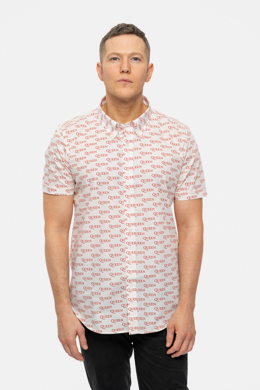 Queen Casual Shirt with Logo Pattern and Band in White for Men Official