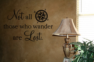 NOT ALL WHO WANDER ARE LOST VINYL WALL DECAL  WORDS HOME LETTERING QUOTE ART 