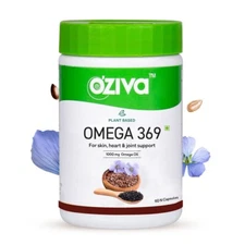 OZiva Plant Based Omega 3 6 9 Multivitamin Supplement for Men & Women 60 Capsule