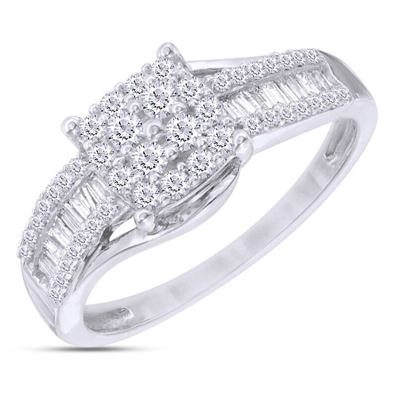 1/2 CT. T.W.CERTIFIED Quad Diamond Frame Ring 10K White Gold | eBay