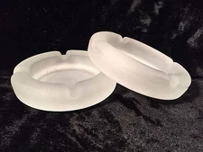 2 Tiara Frosted Crystal Ashtrays