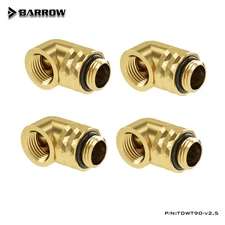 Barrow G1/4" Dazzle Male to Female Extender Fitting 90 Degree Rotary Gold 4 Pack