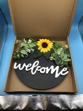 Sunflower Welcome Sign Sunflower Wreaths for front door 12 x 12 Inches Hanging
