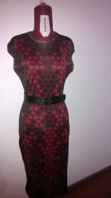Alexander Mcqueen Dress Size It 42 Black/Burgundy - Imagen 1 de 4