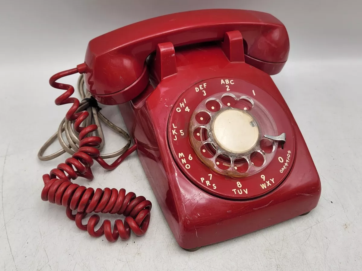 Vintage Northern Telecom Rotary Dial Cherry Red Desk Phone Telephone *READ*