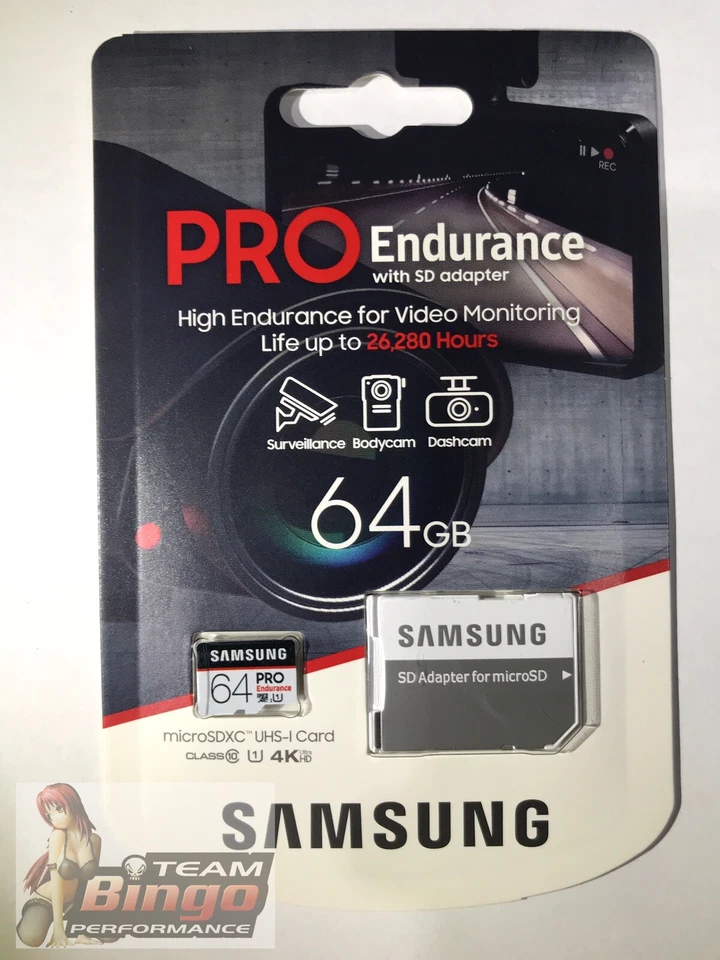 SAMSUNG PRO Endurance Genuine 64GB HD 4K UHS-1 Micro SD Card Class 10 Dash Cam - Image 2 of 3