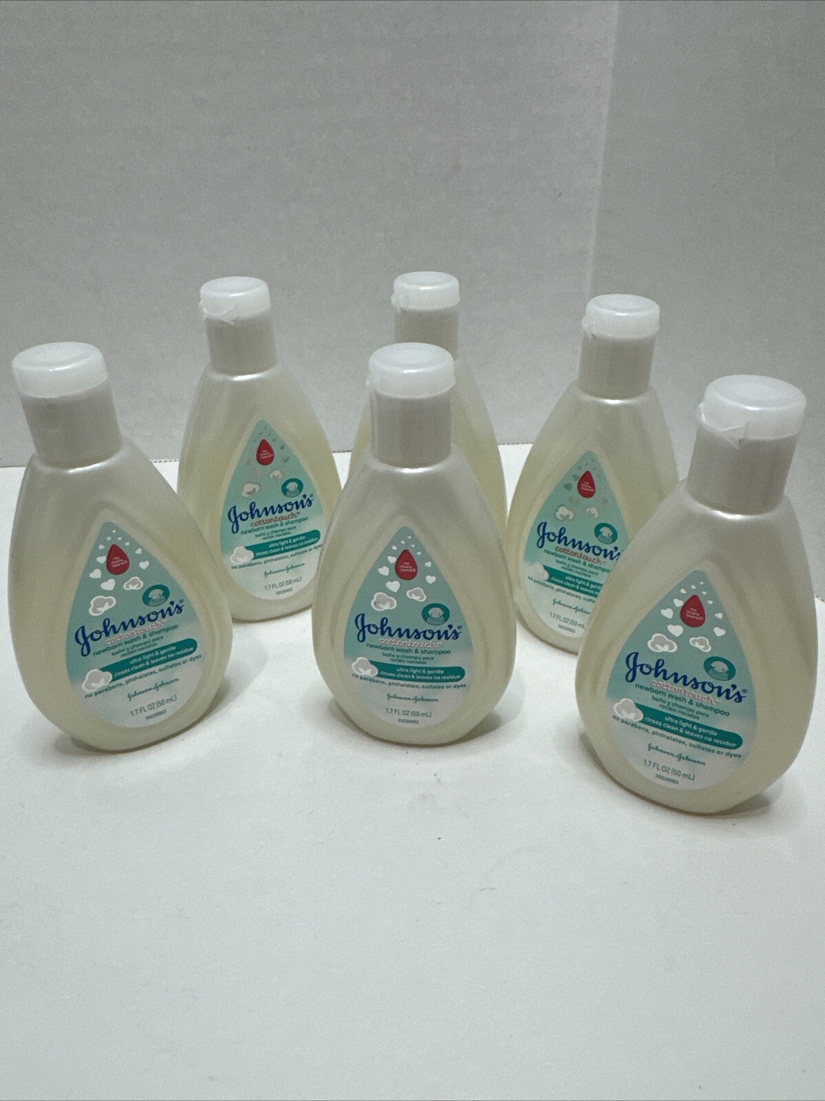 JOHNSON'S Cotton Touch Newborn Baby Wash - Shampoo 1.7 oz Ea Lot Of 6 New
