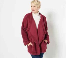 Jockey Open Front Sherpa Cardigan-Cranberry-S/M-NEW-A454008