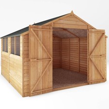 10x10 WOODEN GARDEN SHED DOUBLE DOORS APEX ROOF WINDOWS WORKSHOP BUILDING 10ft