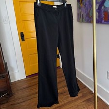 Emporio Armani Black Wool Womens Trousers Size 8 Cording Accents Flat Front