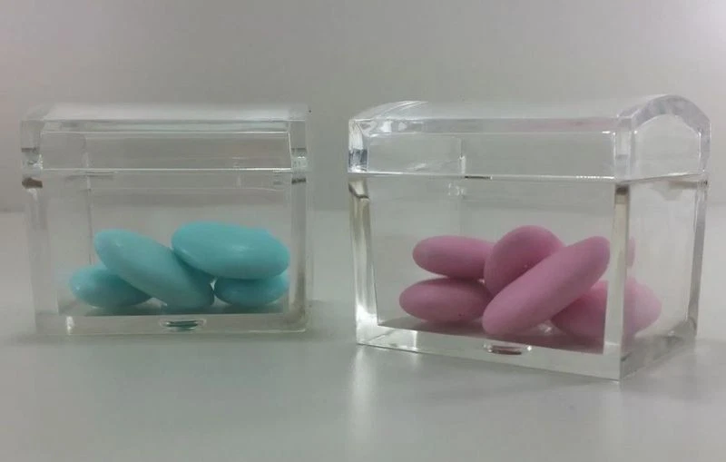 SUBITODISPONIBILE 50 pezzi SCATOLA PLEXIGLASS SCRIGNO bomboniera matrimonio PORTA CONFETTI 09DQ