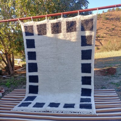 Marokkanischer quadratischer Teppich nach Maß, Beni Ourain Teppich, Boho Tepp...