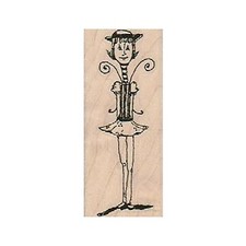 Mounted Rubber Stamp, Skinny Hat Lady, Steampunk, Whimsical Lady, Fun Lady, Hat