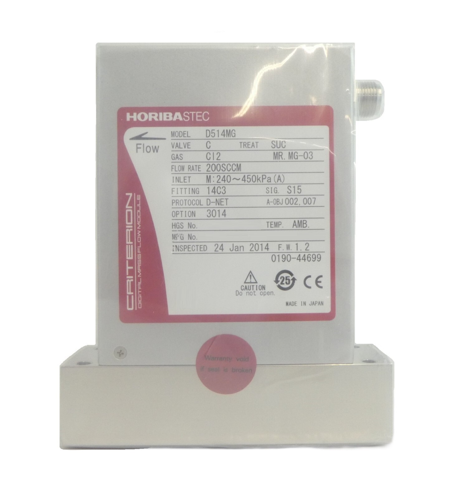 Horiba STEC D514MG Mass Flow Controller MFC 200 SCCM CI2 New Surplus