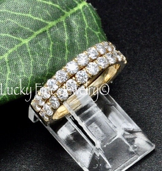 1.34 ct 14k Solid Yellow Gold Ladies Natural  Diamond Ring 2 band