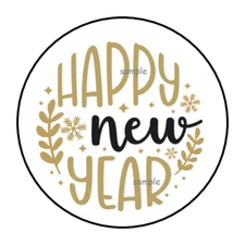 30 HAPPY NEW YEAR ENVELOPE SEALS STICKERS LABELS TAGS 1.5" ROUND