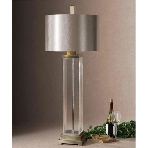 Uttermost Drustan Steel and Glass Table Lamp in Clear/Bronze/Nickel - Picture 3 of 4