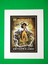 HAWAII United Airlines Matte Mini Poster Collectible vintage