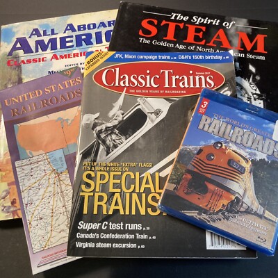 Eisenbahn & Zug Themen Lot: 2 Bücher, Zeitschrift, DVD und Karte. 5 Artikel. geschenkidee!