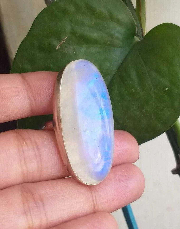 Anillo Boho Piedra Preciosa Arco Iris Piedras Lunares Plata de Ley 925 Todos los Tamaños Foto 2 de 4