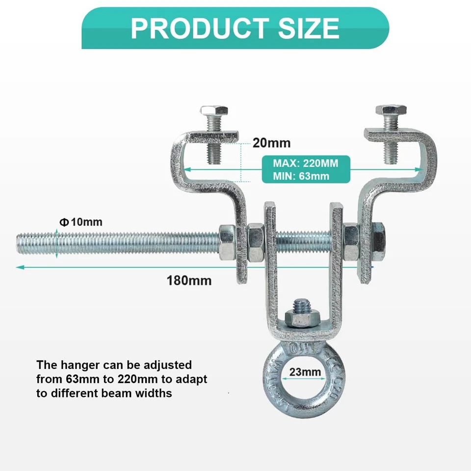 I-Beam Aufhänger 2 Stuck Stahlträgerklemme Geeignet Boxsack Aufhängung Einste... - Bild 2 von 4